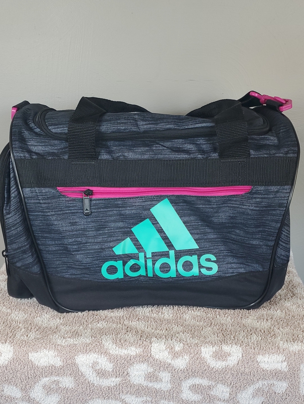 adidas Black Duffel with Teal Logo and Pink Trim. Excellent Condition